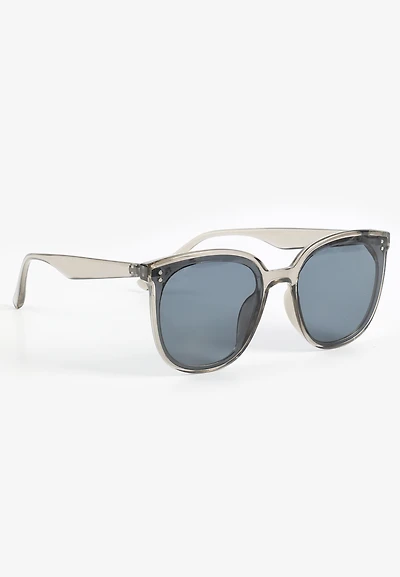 Gray Crystal Round Sunglasses