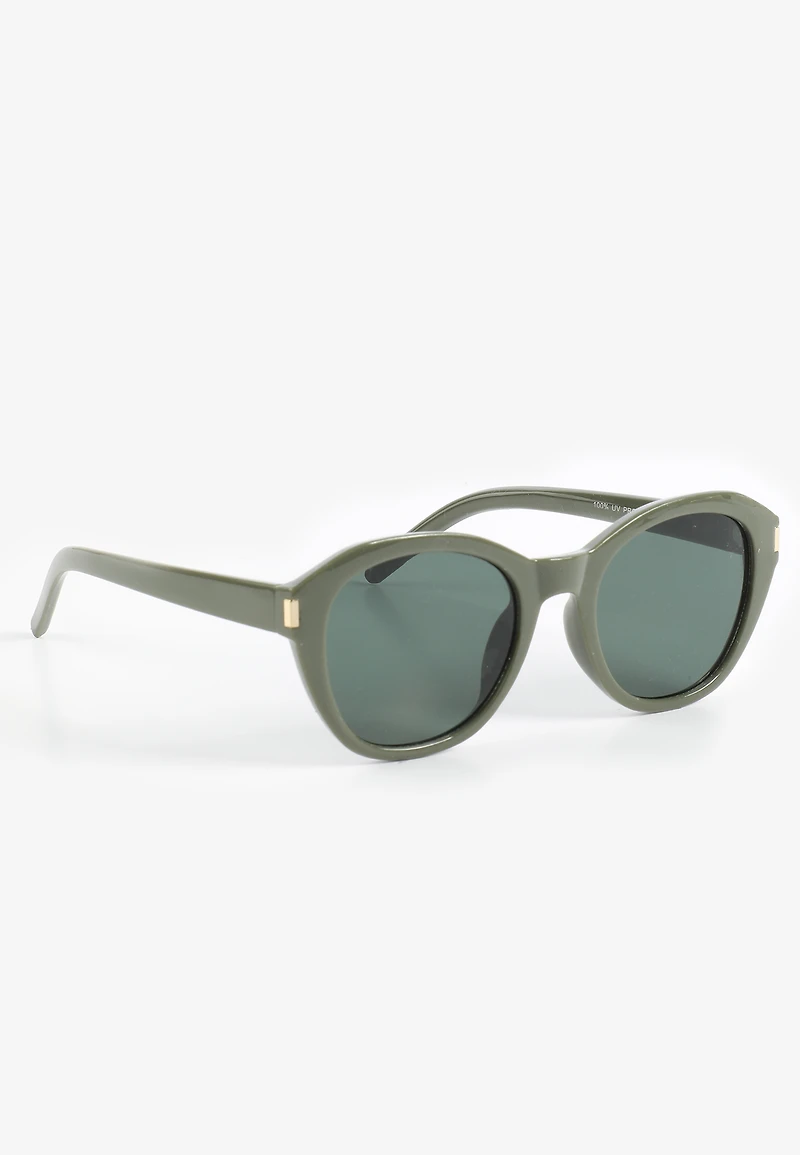 Green Plastic Round Sunglasses