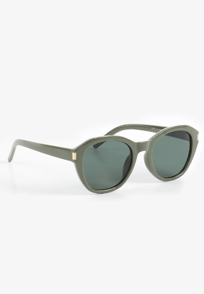 Green Plastic Round Sunglasses