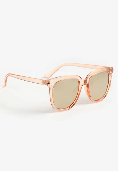 Peach Crystal Square Sunglasses