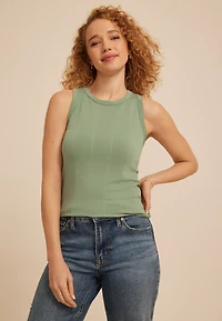 Seamless Rib High Neck Tank Top