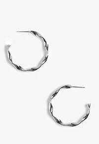 Silver Twisted Hoop Earrings
