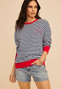Striped Americana Embroidered Star Sweatshirt