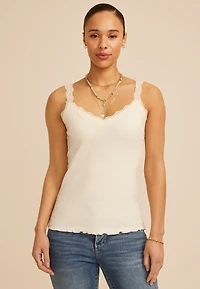 Scalloped Lace Trim Tank Top