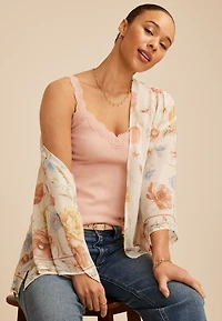 Scalloped Lace Trim Tank Top