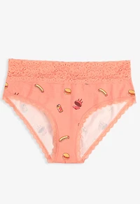Simply Comfy Cotton Grill Food Print Hipster Panty