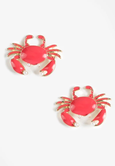 Red Crab Stud Earrings
