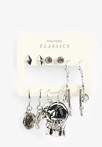 6 Pack Silver Earring Set