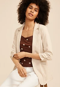 Seamed Open Front Blazer