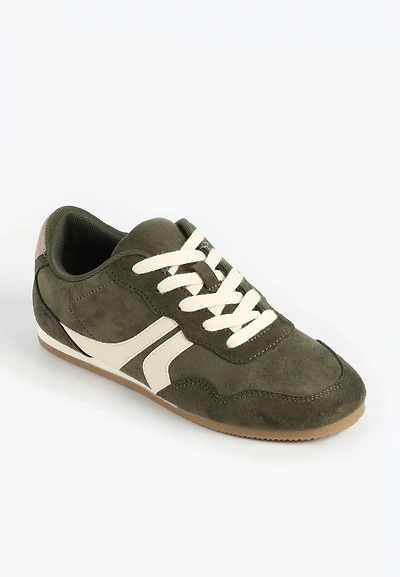 SuperCush Olive Retro Stripe Lace Up Sneaker