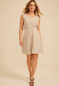 Bare Crochet Trim Tie Back Mini Dress