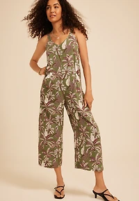 Bare Tropical Print Wide Leg Jumpsuit