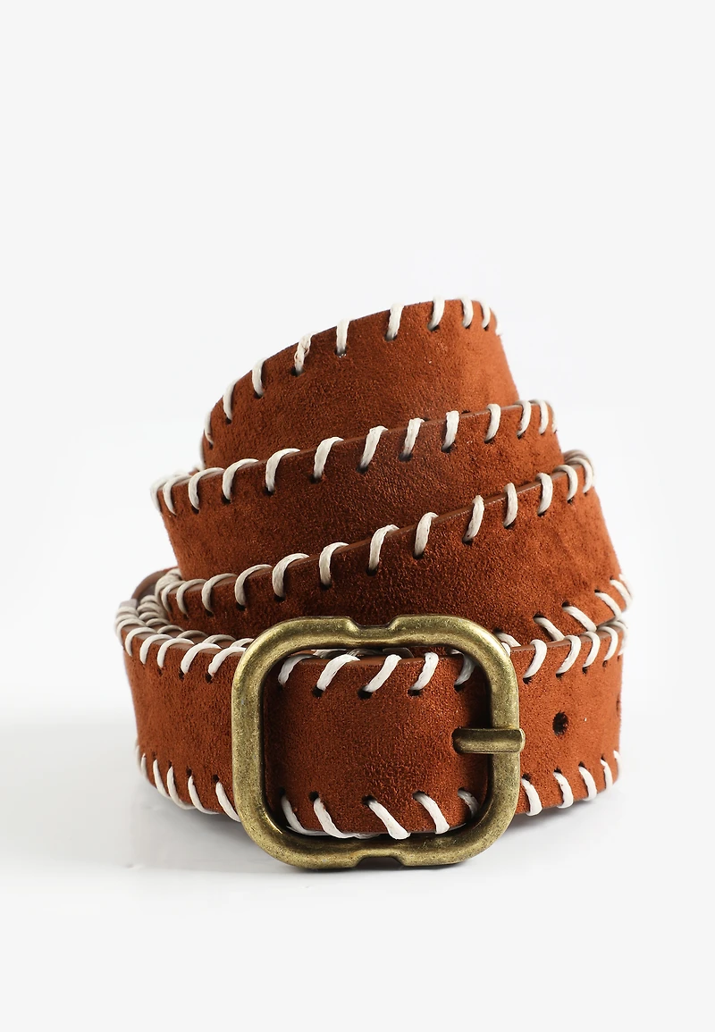 Plus Faux Suede Whipstitch Belt