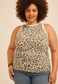 Plus 24/7 Variegated Animal Ribbed Highline Tank Top