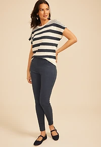 High Rise Stitch Pocket Denim Bengaline Skinny Pant
