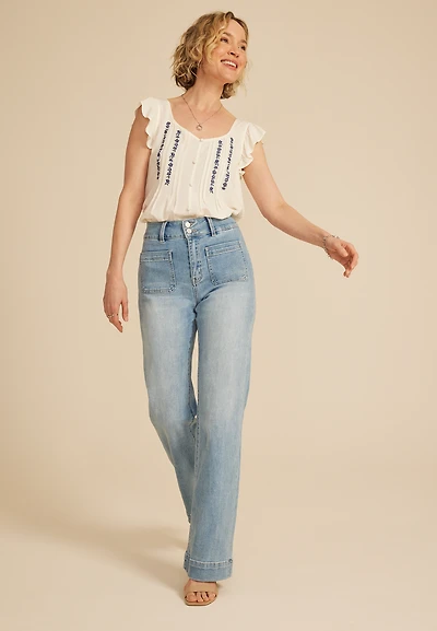 Flying Monkey™ High Rise Patch Pocket Flare Jean