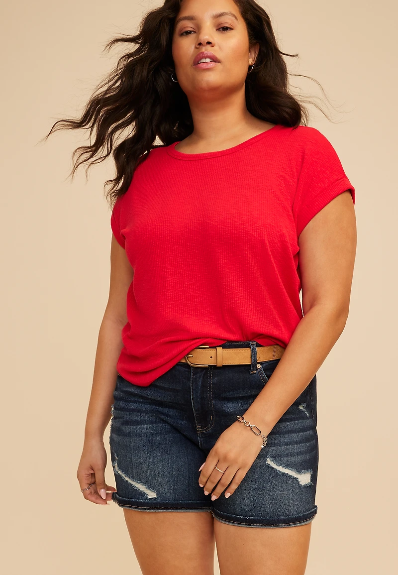 Plus 24/7 Clara Ribbed Tee