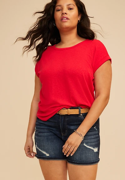 Plus 24/7 Clara Ribbed Tee