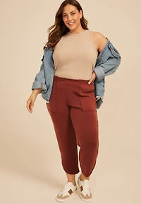 Plus Cloud Scuba Knit High Rise Tulip Hem Pant