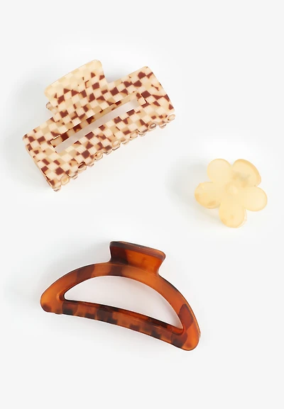 Assorted Neutral Claw Hair Clip Set