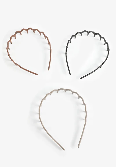 3 Pack Neutral Zig Zag Prong Headbands