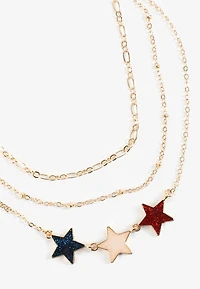 Americana Glitter Star Layered Necklace