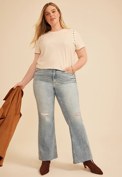 Plus Studio Y Grommet Trim Tee