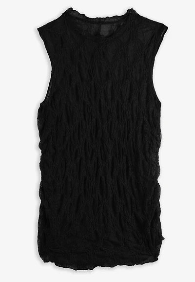 Plus Sheer Floral Lace Side Shirred Tank Top