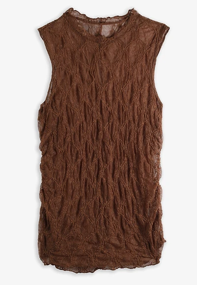 Plus Sheer Floral Lace Side Shirred Tank Top