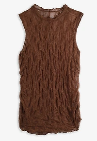 Plus Sheer Floral Lace Side Shirred Tank Top