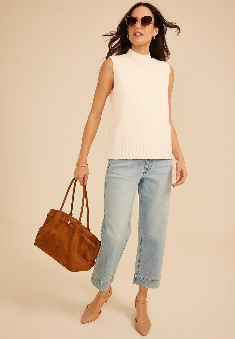 Matte Chenille Mock Neck Sweater Tank
