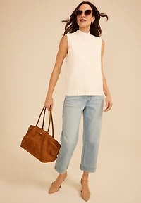 Matte Chenille Mock Neck Sweater Tank
