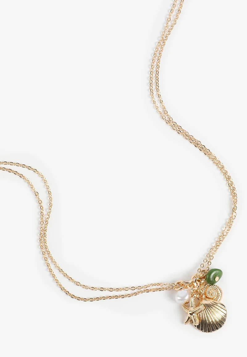Gold Shell Charm Pendant Necklace