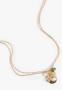 Gold Shell Charm Pendant Necklace
