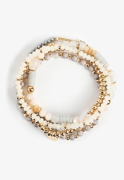 Neutral Mixed Bead Bracelet Set