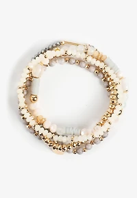 Neutral Mixed Bead Bracelet Set