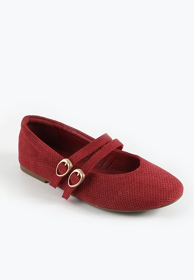 SuperCush Red Double Strap Mary Jane Flat