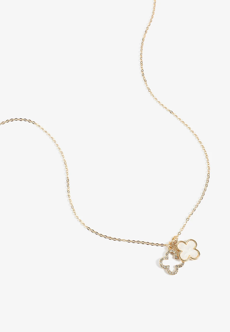 Gold Double Clover Charm Necklace