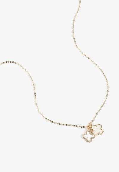 Gold Double Clover Charm Necklace