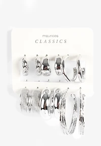 Silver Mixed Hoop Earring Set