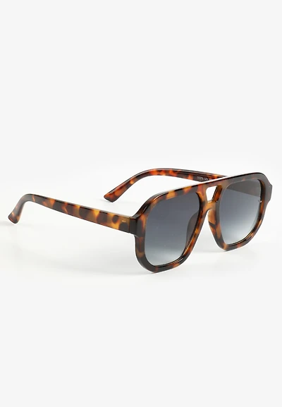Tortoise Plastic Aviator Sunglasses