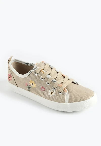 SuperCush Floral Embroidered Lace Up Sneaker
