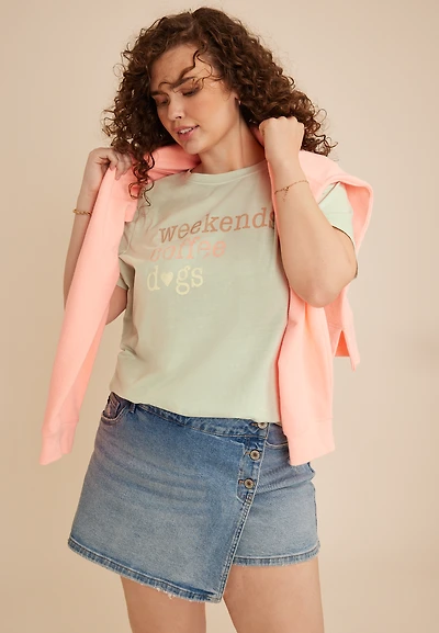 Plus Weekends Coffee Dogs Classic Fit Graphic Tee