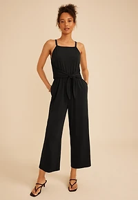 Bare Square Neck Tie Waist Jumpsuit