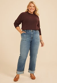 Plus m jeans by maurices™ High Rise Pork Chop Pocket Relaxed Straight Ankle Jean