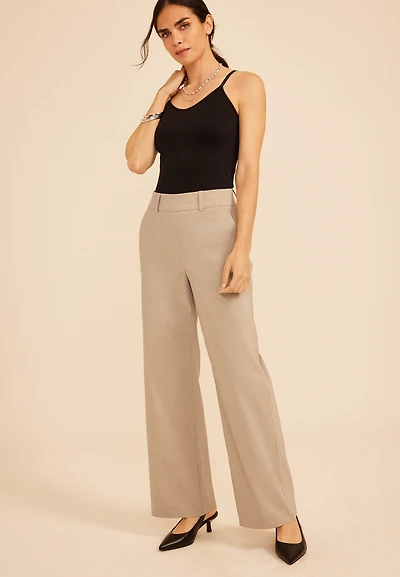 High Rise Bengaline Wide Leg Pant