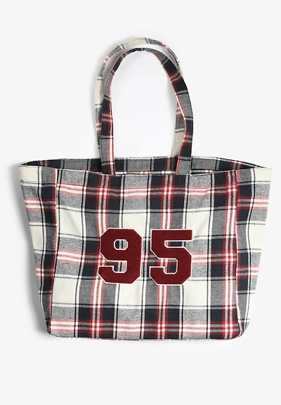 Plaid 95 Applique Tote Bag