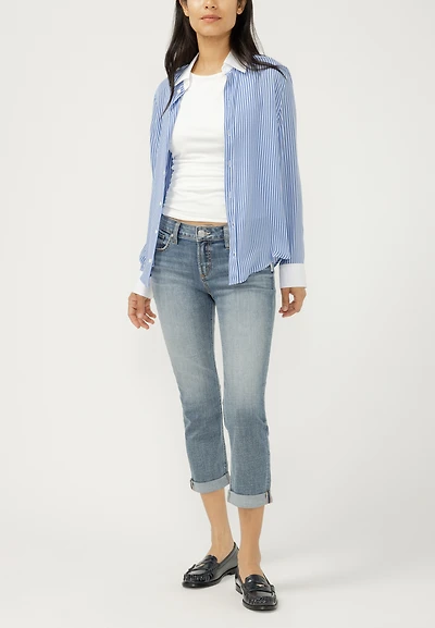 Silver Jeans Co.® Elyse Curvy Mid Rise Rolled Hem Capri