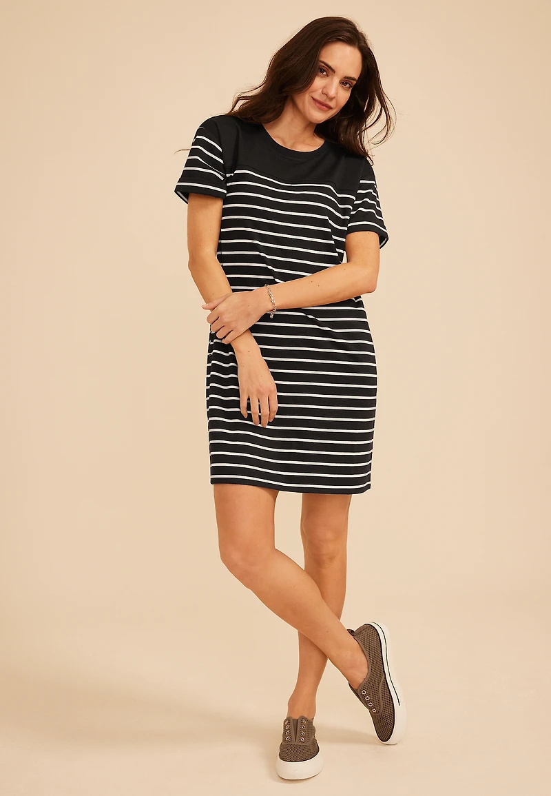 24/7 Striped French Terry Mini Dress