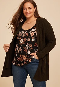 Plus 90s Slouch Open Front Cardigan